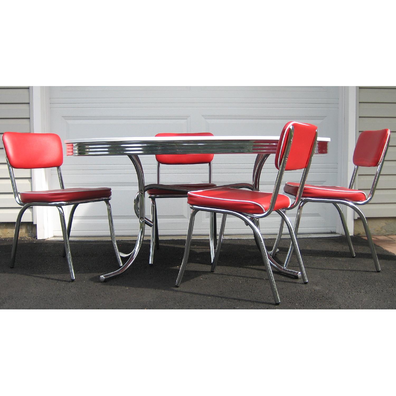 Coaster Fine Furniture Retro Chrome-Plated Dining Table w/ 4 Chairs - image-1