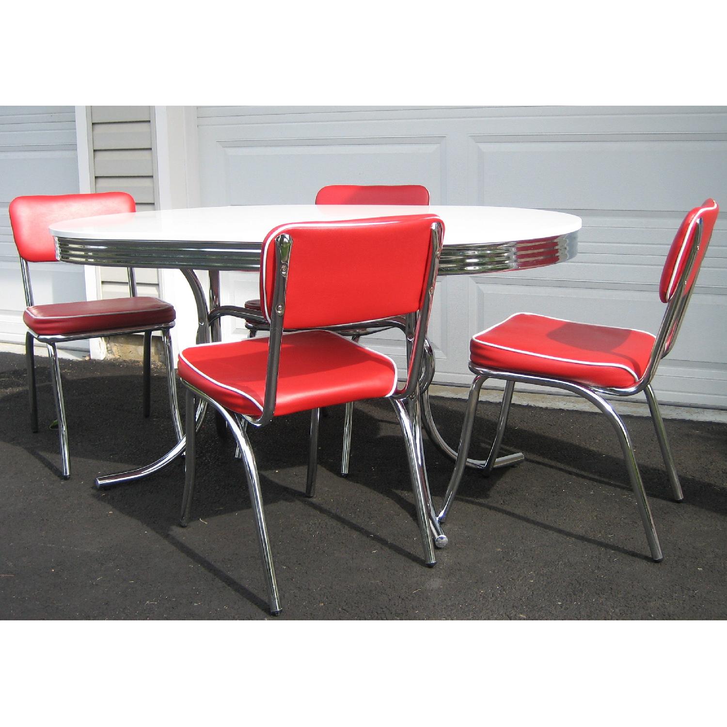 Coaster Fine Furniture Retro Chrome-Plated Dining Table w/ 4 Chairs - image-2