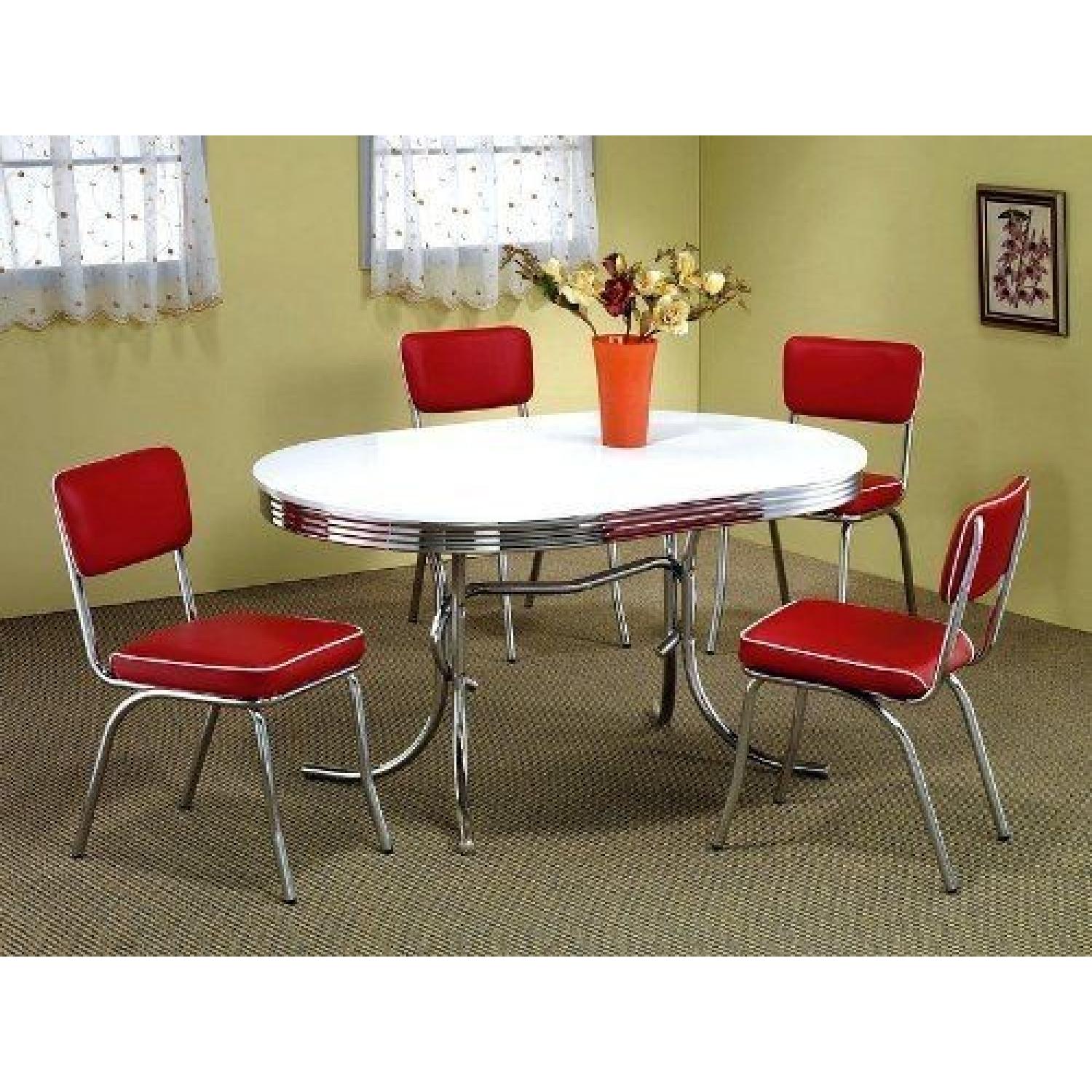 Coaster Fine Furniture Retro Chrome-Plated Dining Table w/ 4 Chairs - image-9