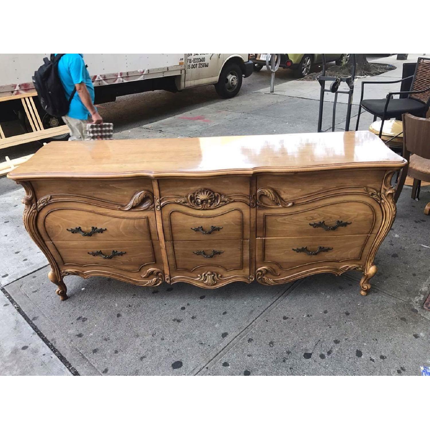 Vintage 1970s French Bombe Dresser w/ Protection Glass - image-3