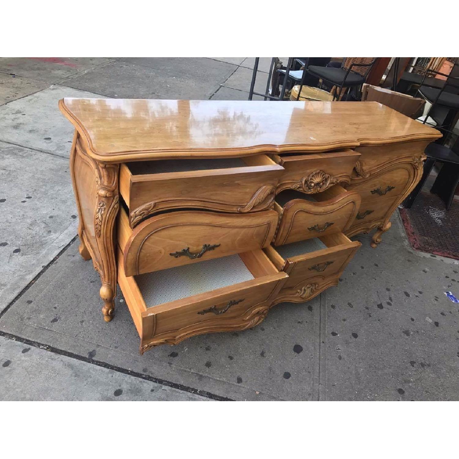 Vintage 1970s French Bombe Dresser w/ Protection Glass - image-4