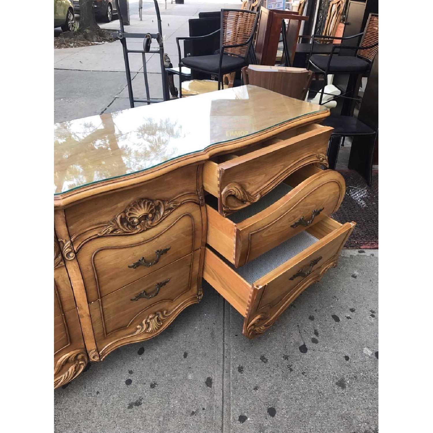 Vintage 1970s French Bombe Dresser w/ Protection Glass - image-8
