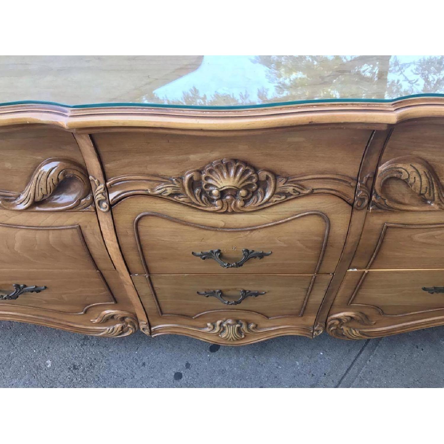 Vintage 1970s French Bombe Dresser w/ Protection Glass - image-15