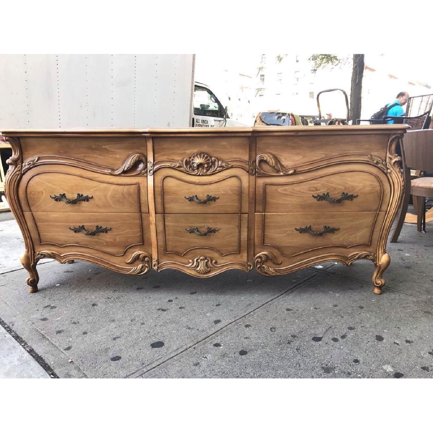 Vintage 1970s French Bombe Dresser w/ Protection Glass - image-21