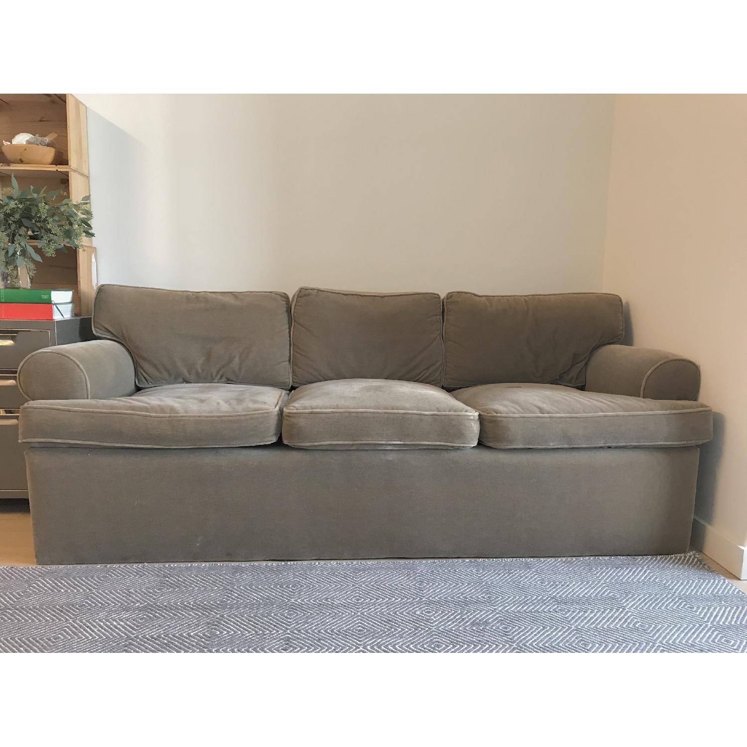 Custom Olive Mohair Couch - image-1