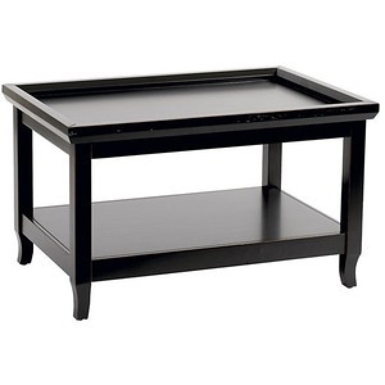 Ballard Designs Black Wood Coffee Table AptDeco