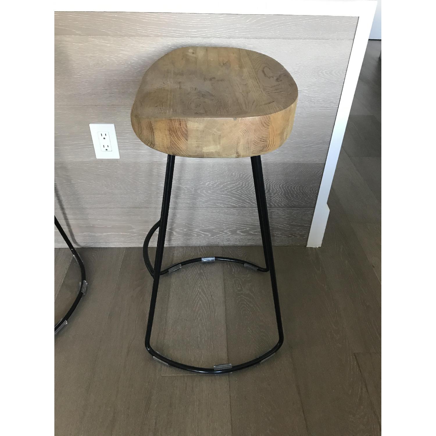 Restoration Hardware Oak Tractor Seat Stools AptDeco
