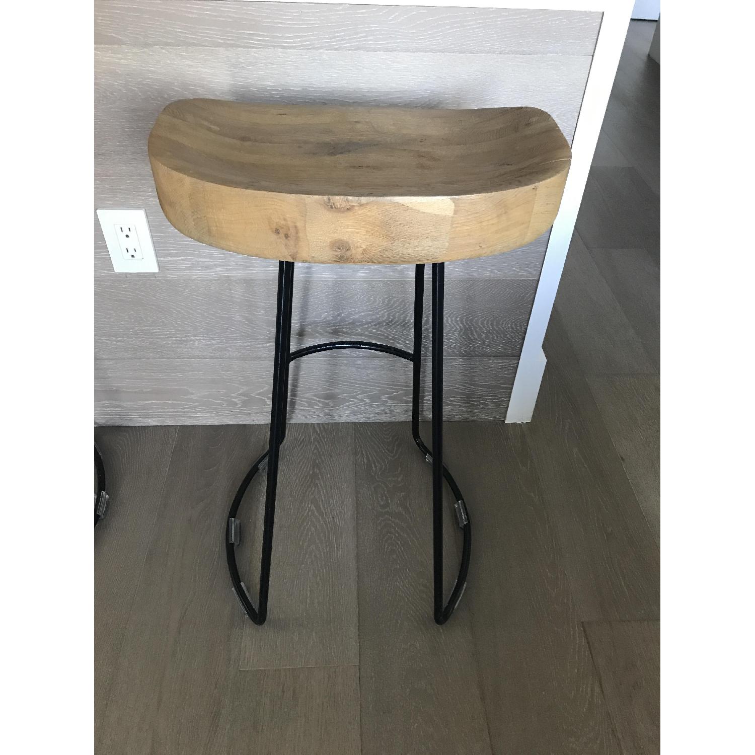 Restoration Hardware Oak Tractor Seat Stools AptDeco