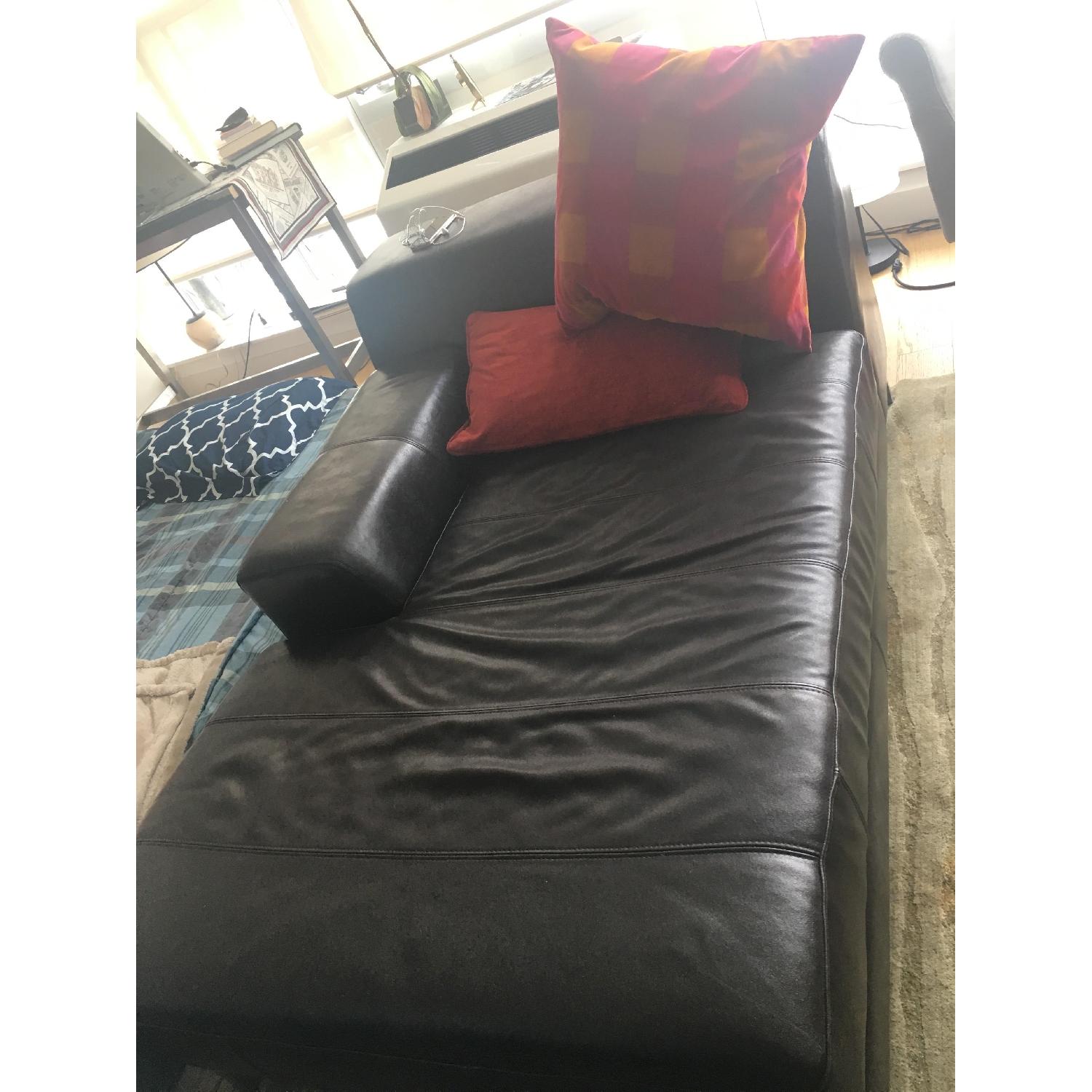 Faux Leather Sofa + Chaise Lounge - image-1