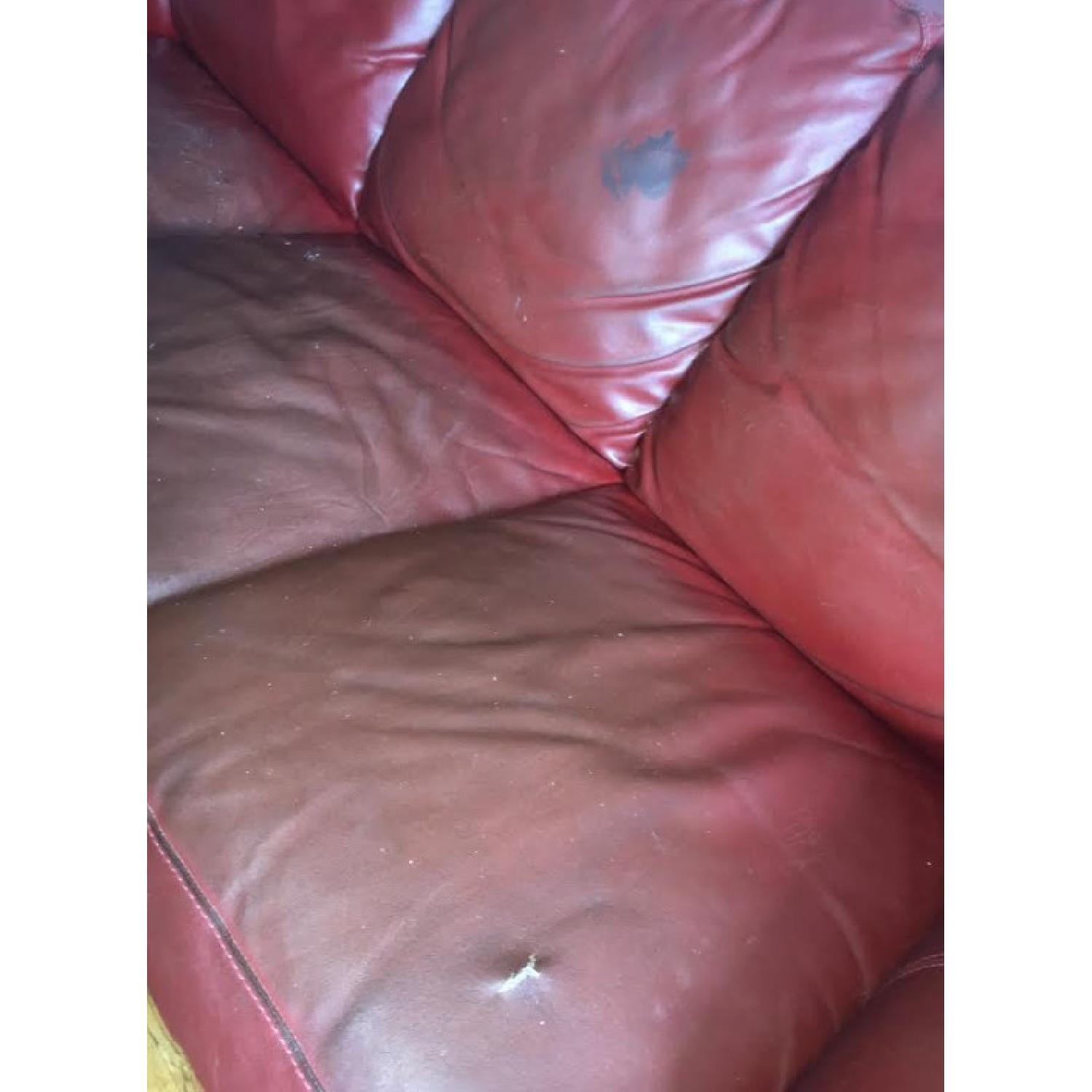 Macy's Natuzzi Red Leather 3-Seater Sleeper Sofa - image-4