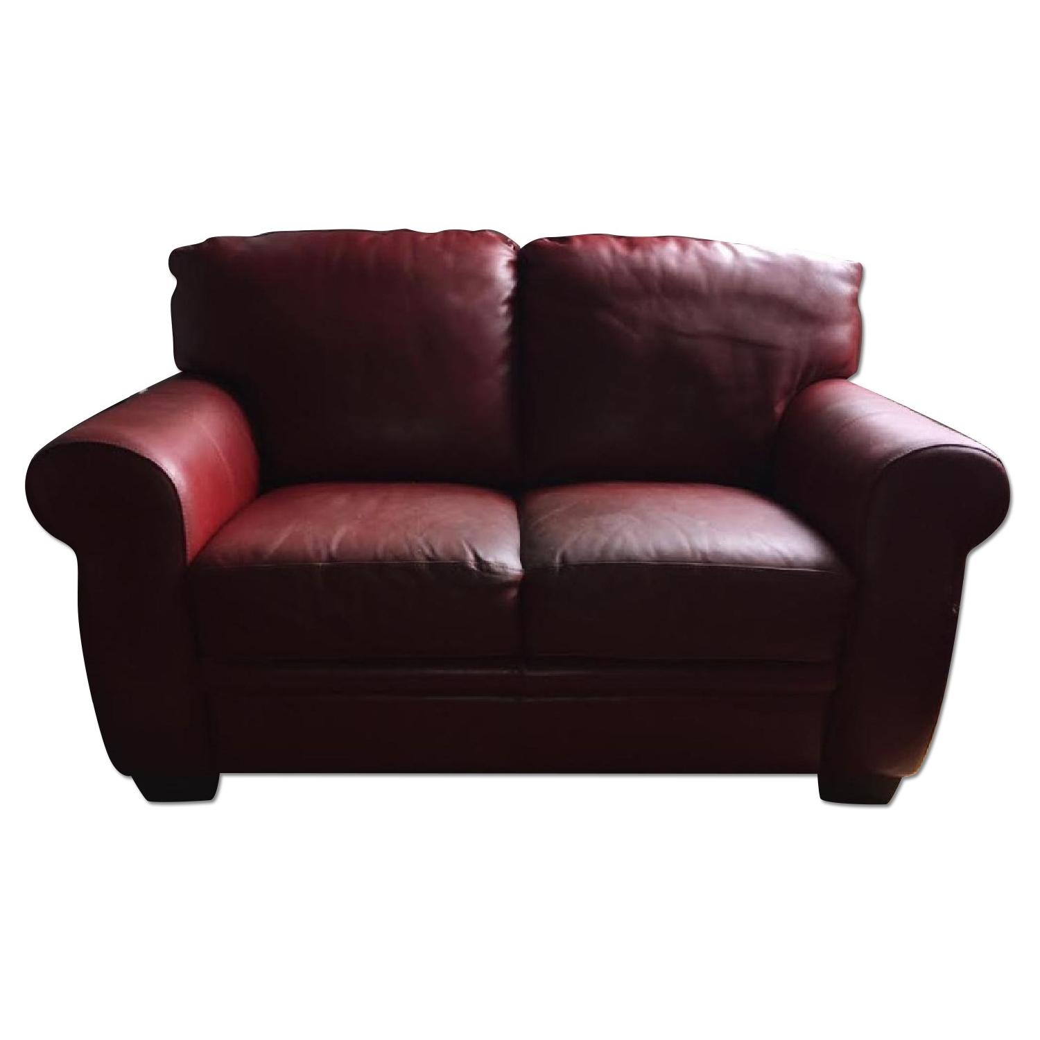 Macy's Natuzzi Red Leather 2 Seater Sofa - image-6
