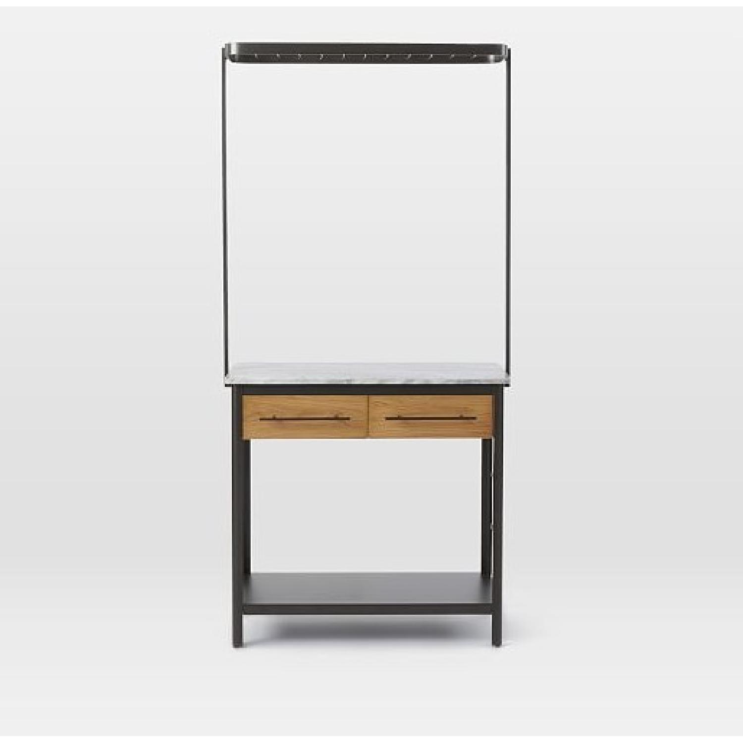 West Elm Marble Kitchen Island w/ Pot Rack - image-0
