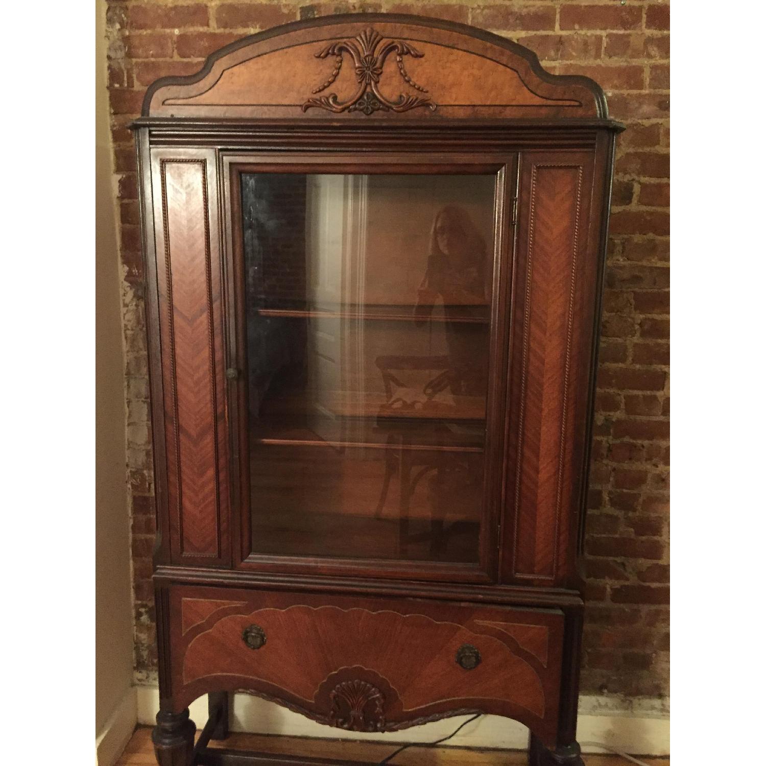 Antique Wood China Cabinet - image-1