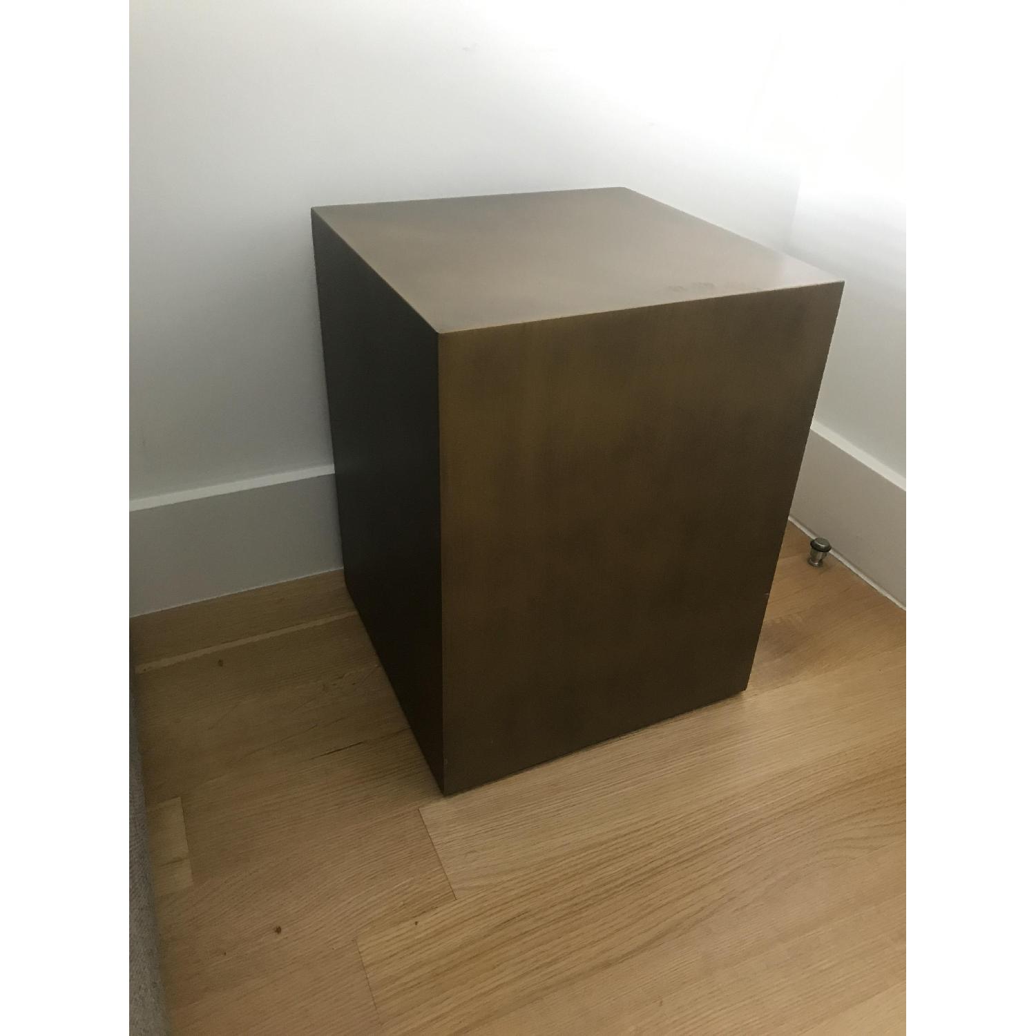 West Elm Metal Cube Side Table in Antique Brass - image-2