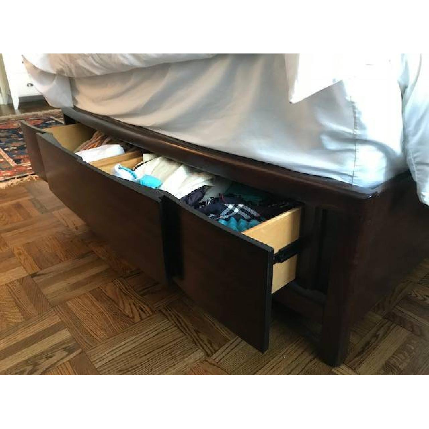 Raymour & Flanigan Saratoga Dark Wood Queen Storage Platform Bed - image-1