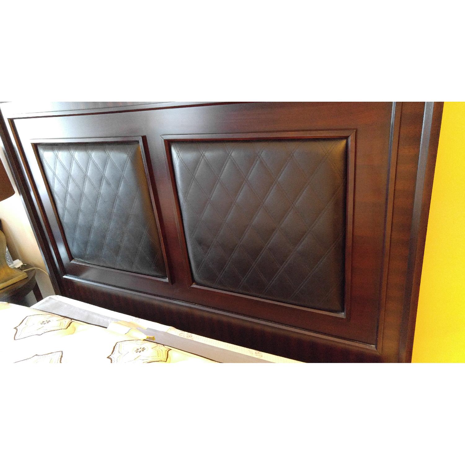 Bob's Cherry Wood & Faux Leather Queen Bed w/ Storage - image-2