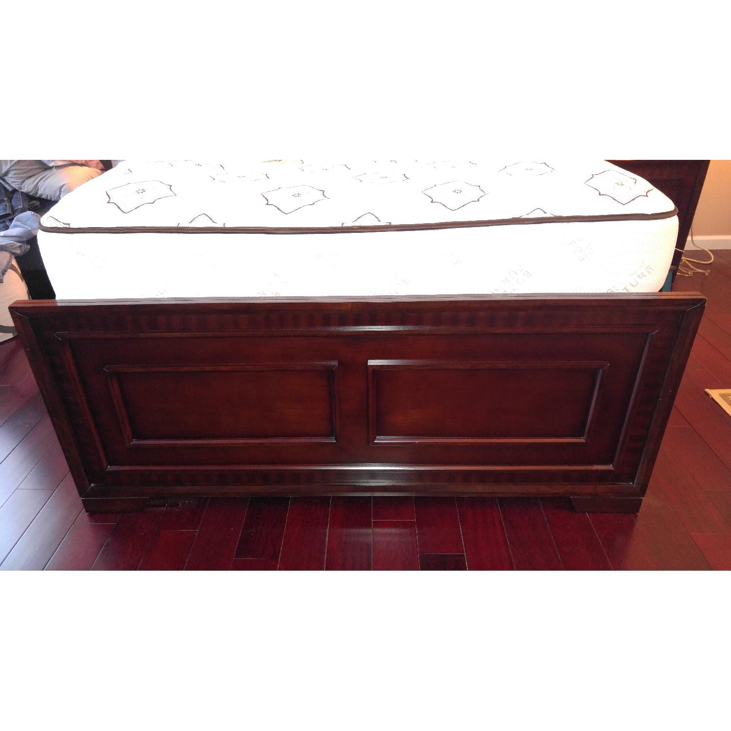 Bob's Cherry Wood & Faux Leather Queen Bed w/ Storage - image-4