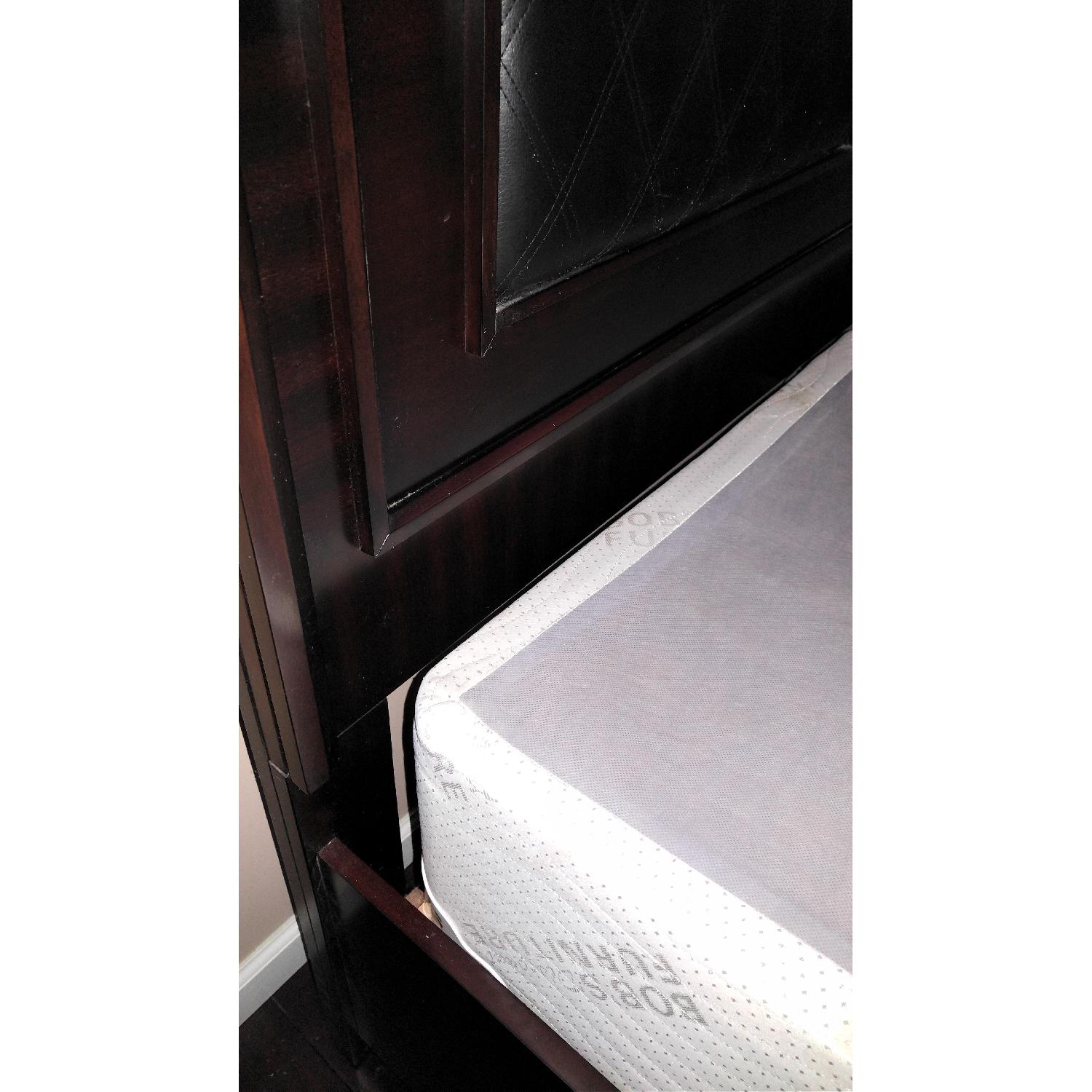 Bob's Cherry Wood & Faux Leather Queen Bed w/ Storage - image-6