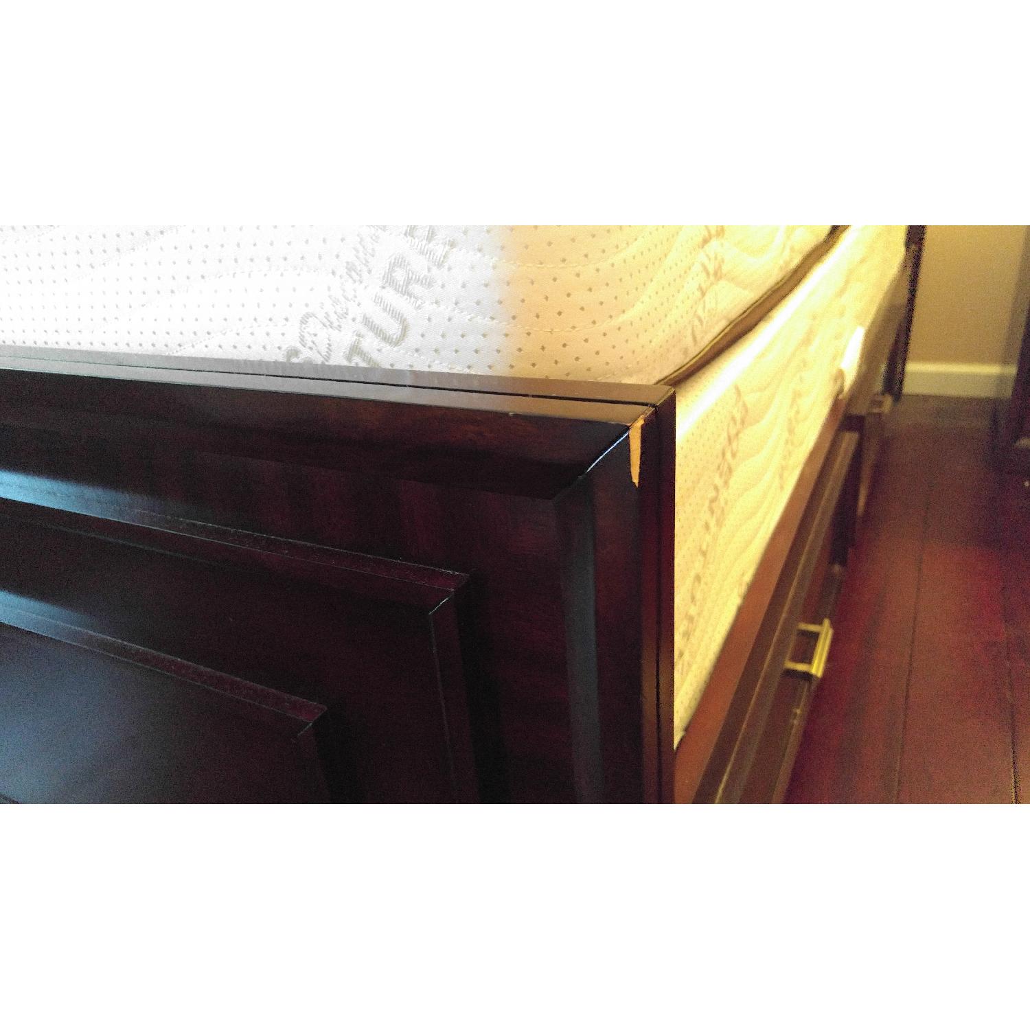 Bob's Cherry Wood & Faux Leather Queen Bed w/ Storage - image-8