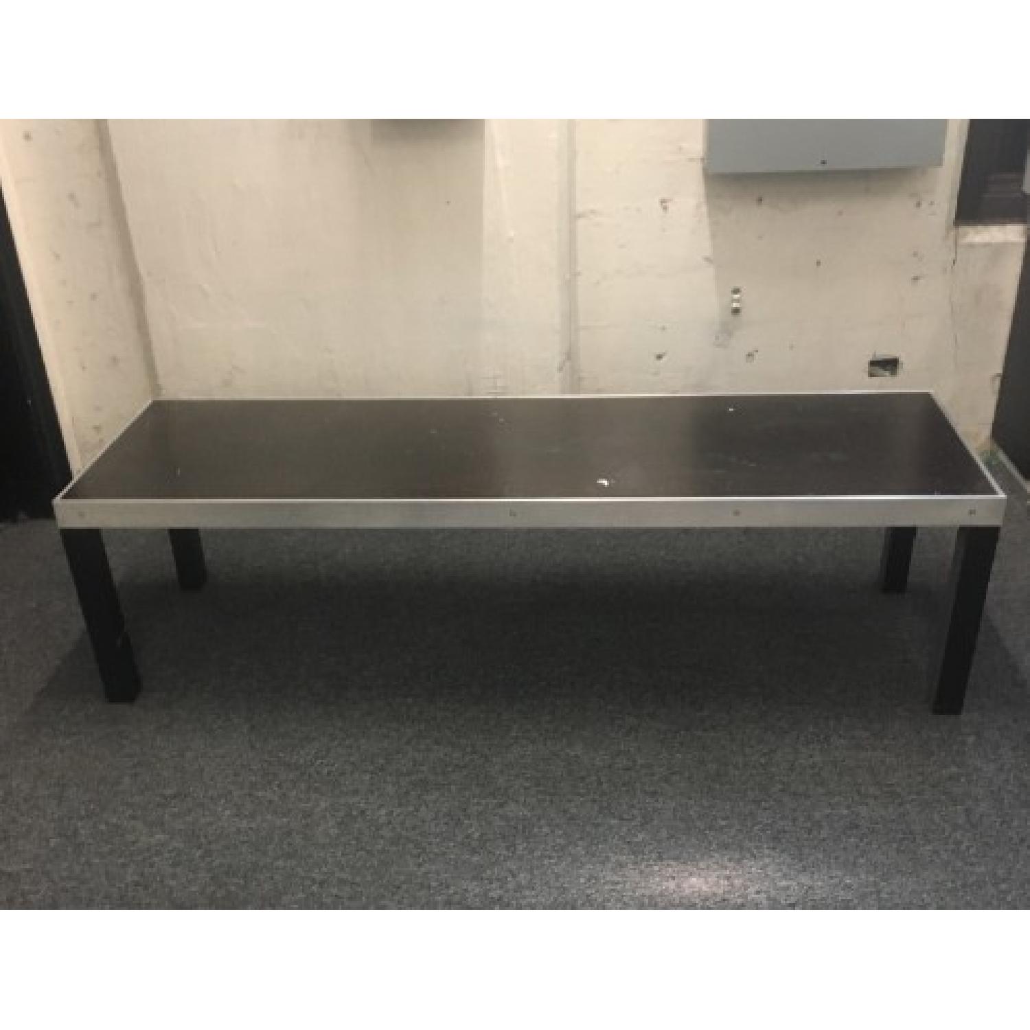 Custom Dark Wood & Metal Coffee Table - image-1