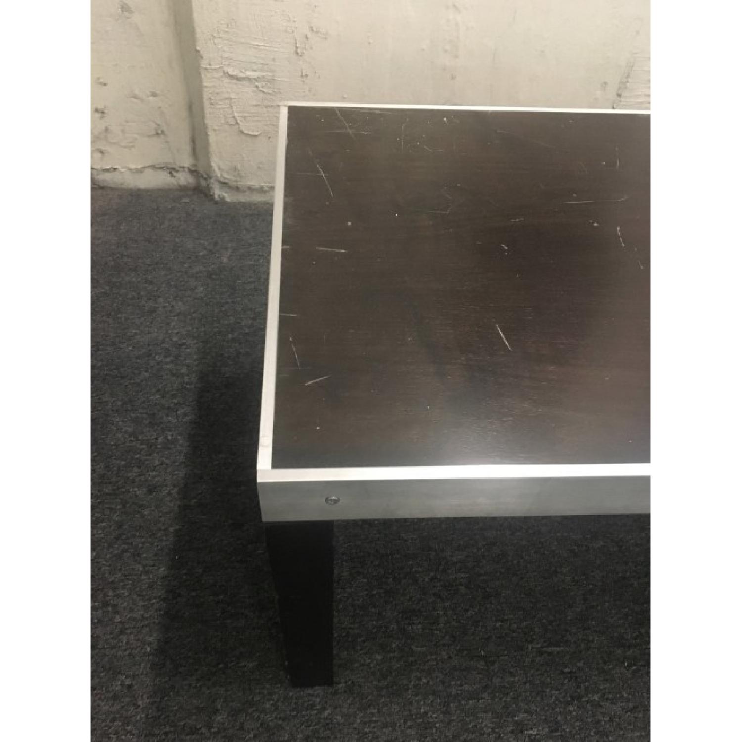 Custom Dark Wood & Metal Coffee Table - image-2