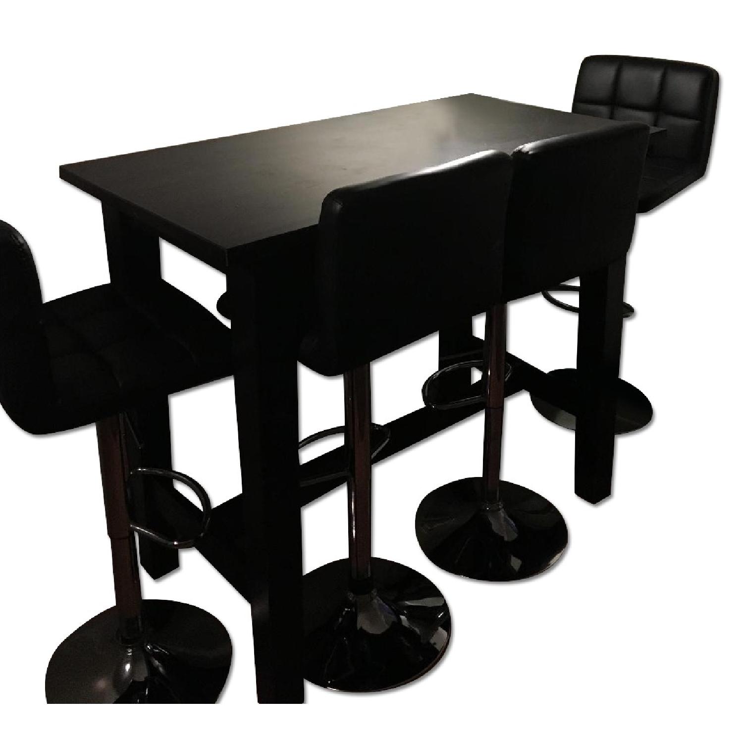 Ikea Stornas High-Top Black Table w/ 4 Stools - image-0
