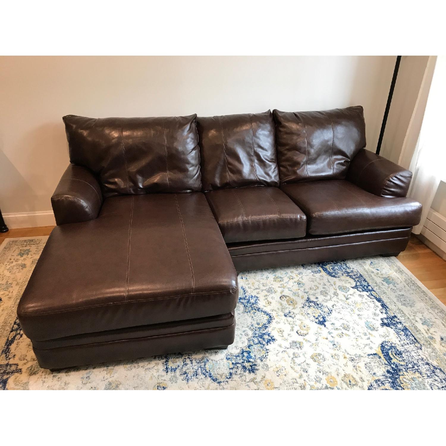 Bob's Leather Sectional Couch AptDeco