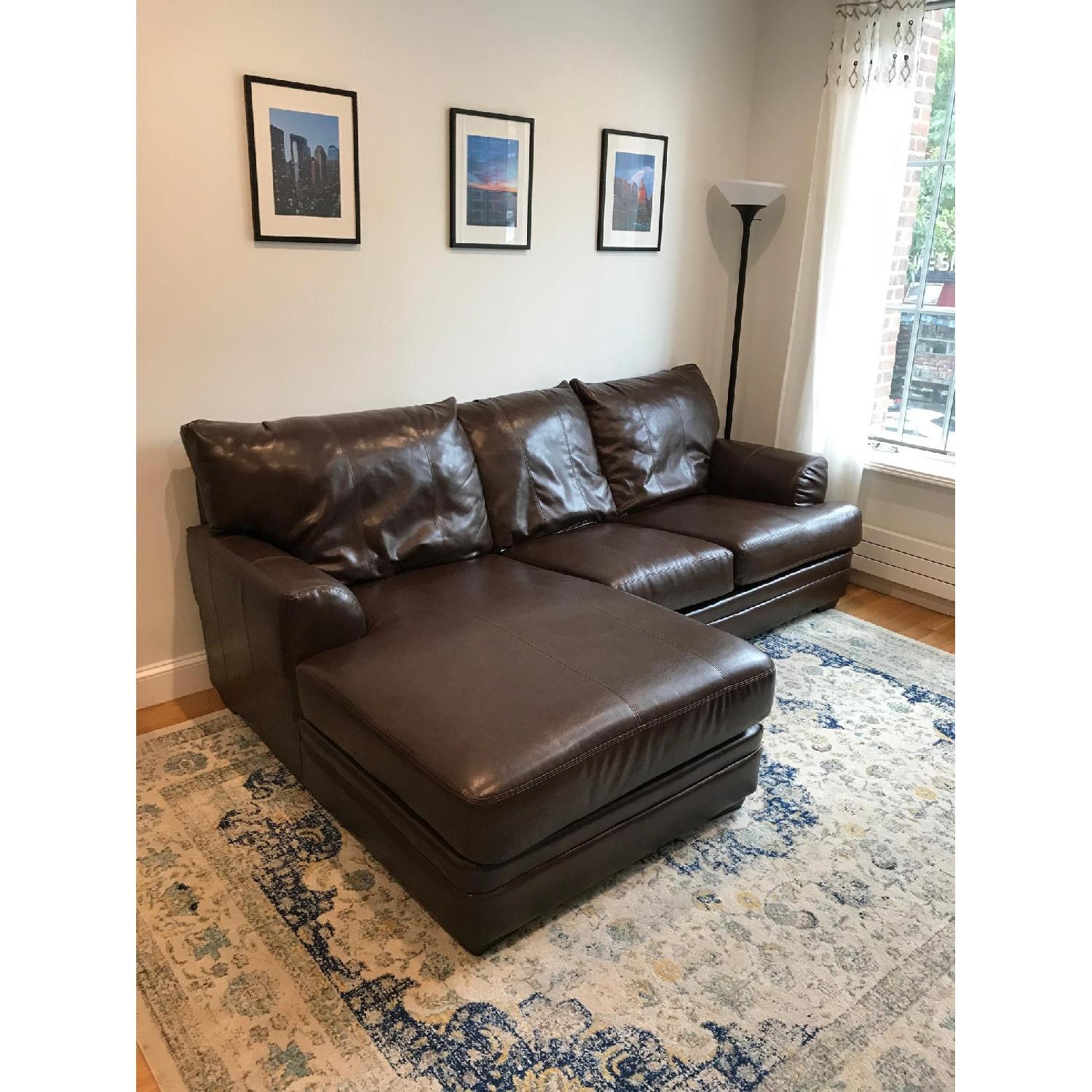 Bob's Leather Sectional Couch AptDeco