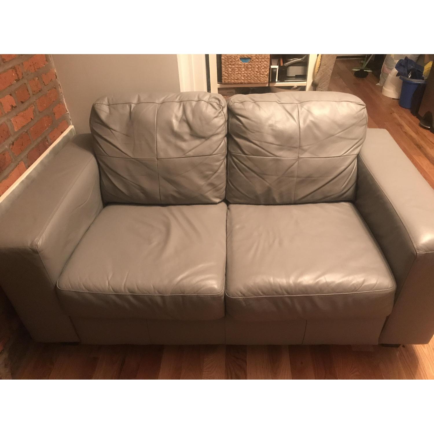 Ikea Skogaby Leather Loveseat in Gray - image-1
