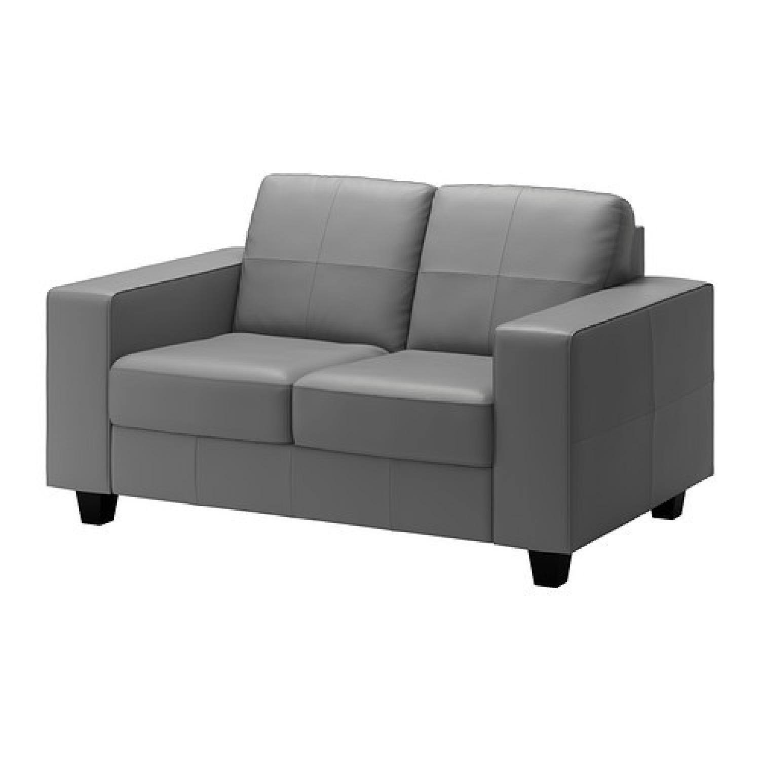 Ikea Skogaby Leather Loveseat in Gray - image-0
