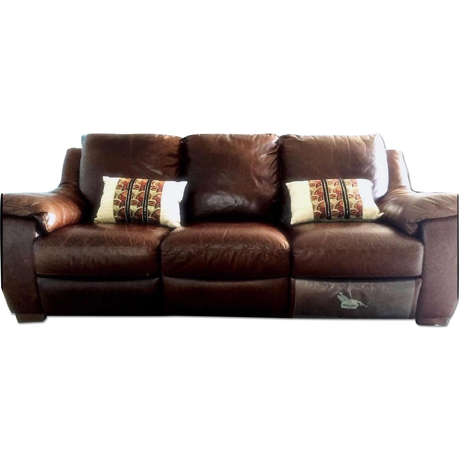 Natuzzi Brown Leather Sofa Chair AptDeco