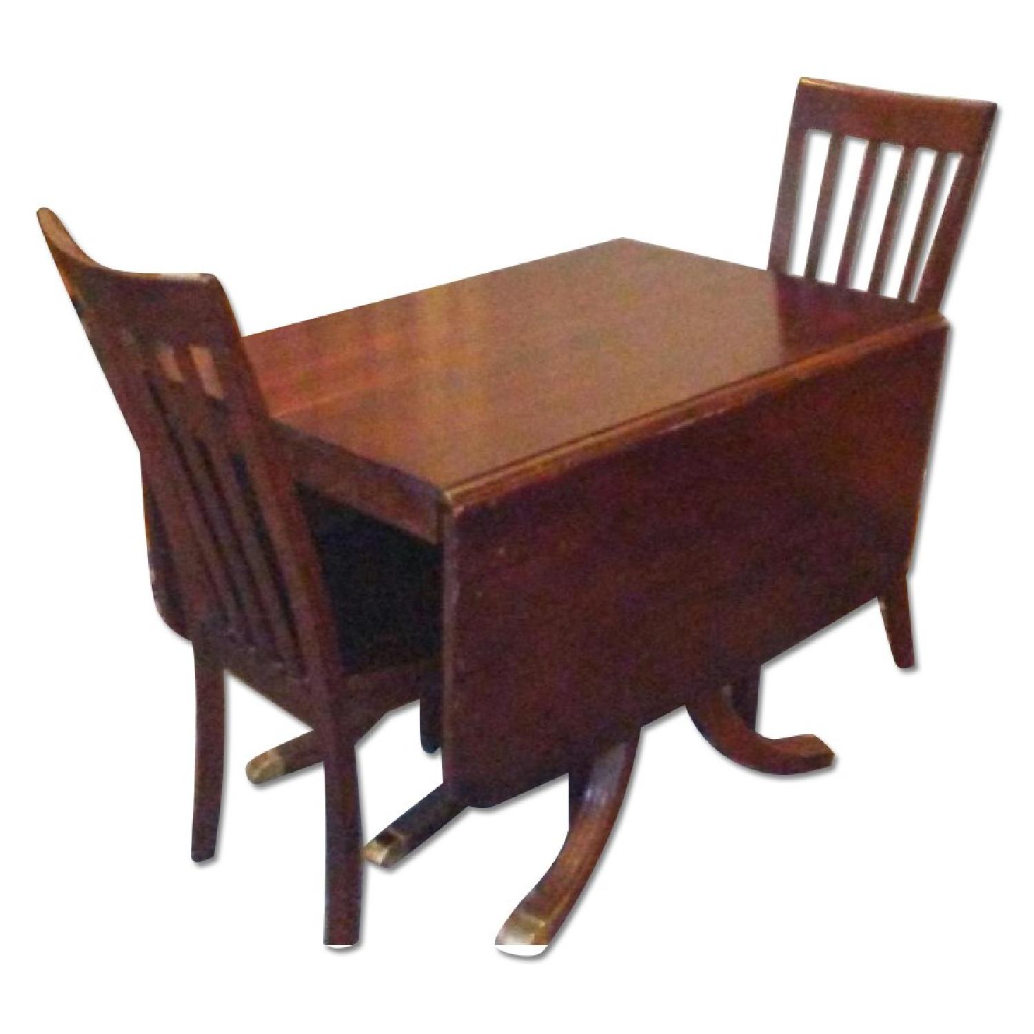 Duncan Phyfe Reproduction Drop Leaf Table w/ 2 Chairs - image-0
