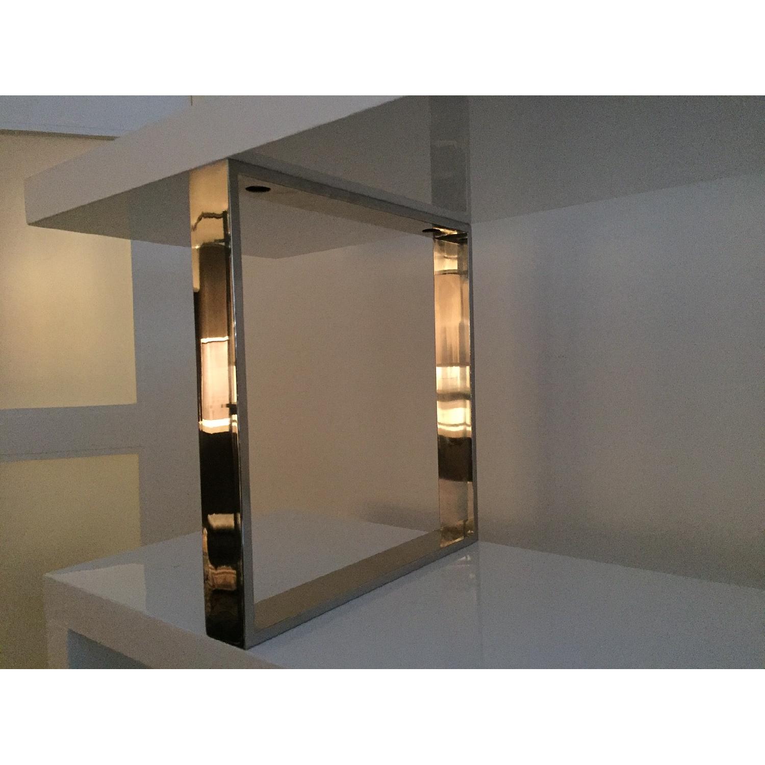 Casa Bianca White Lacquer & Polished Chrome Shelving Unit - image-3