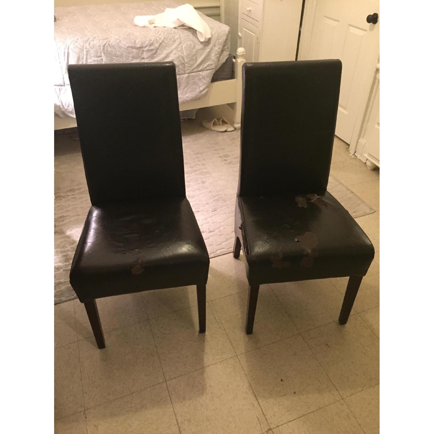 Black Faux Leather Dining Chairs - image-4