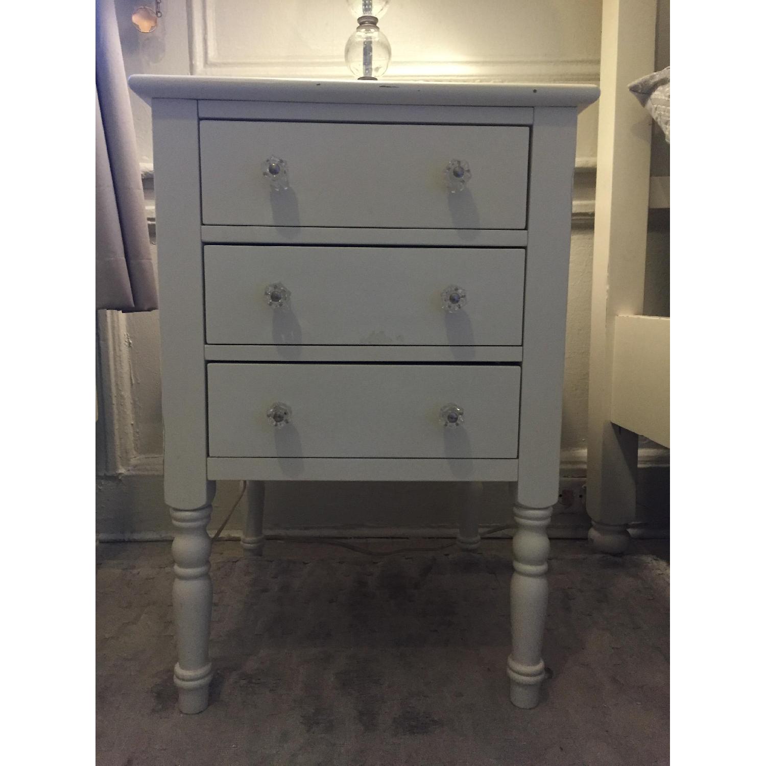 Pottery Barn Teen White Nightstand w/ Crystal Knobs - image-2