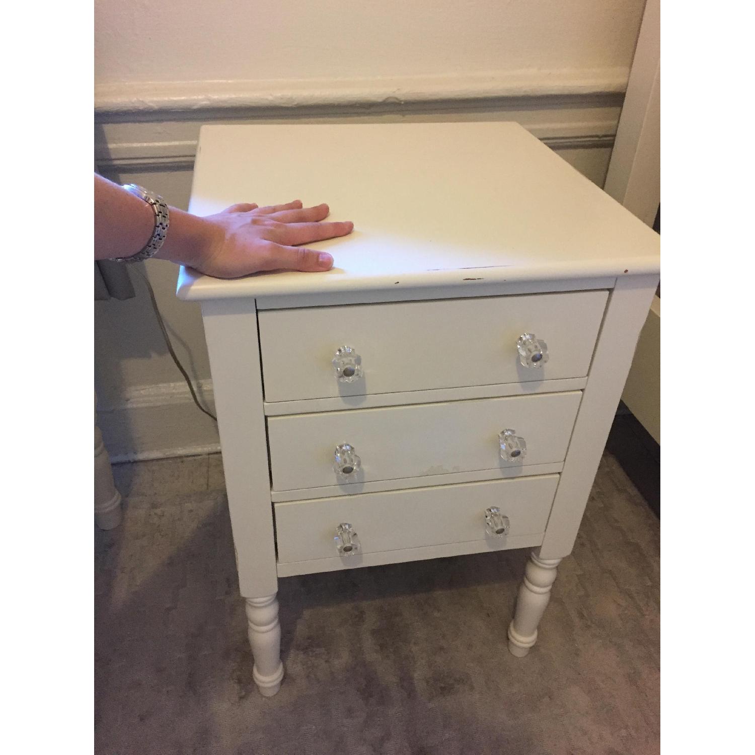 Pottery Barn Teen White Nightstand w/ Crystal Knobs - image-3