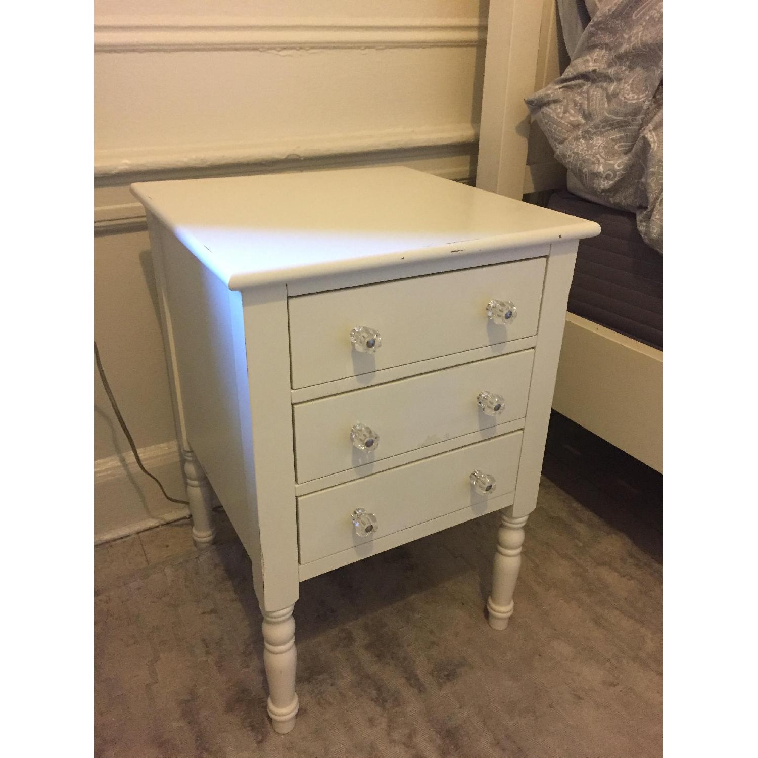 Pottery Barn Teen White Nightstand w/ Crystal Knobs - image-6
