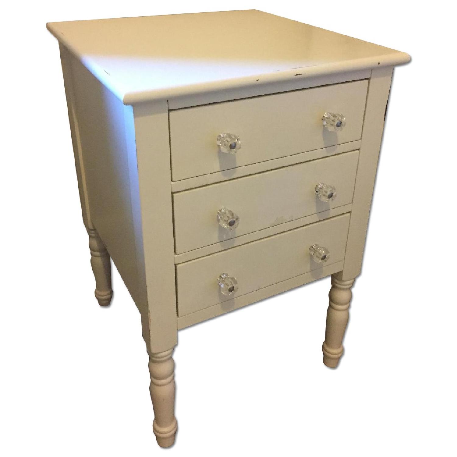 Pottery Barn Teen White Nightstand w/ Crystal Knobs - image-0