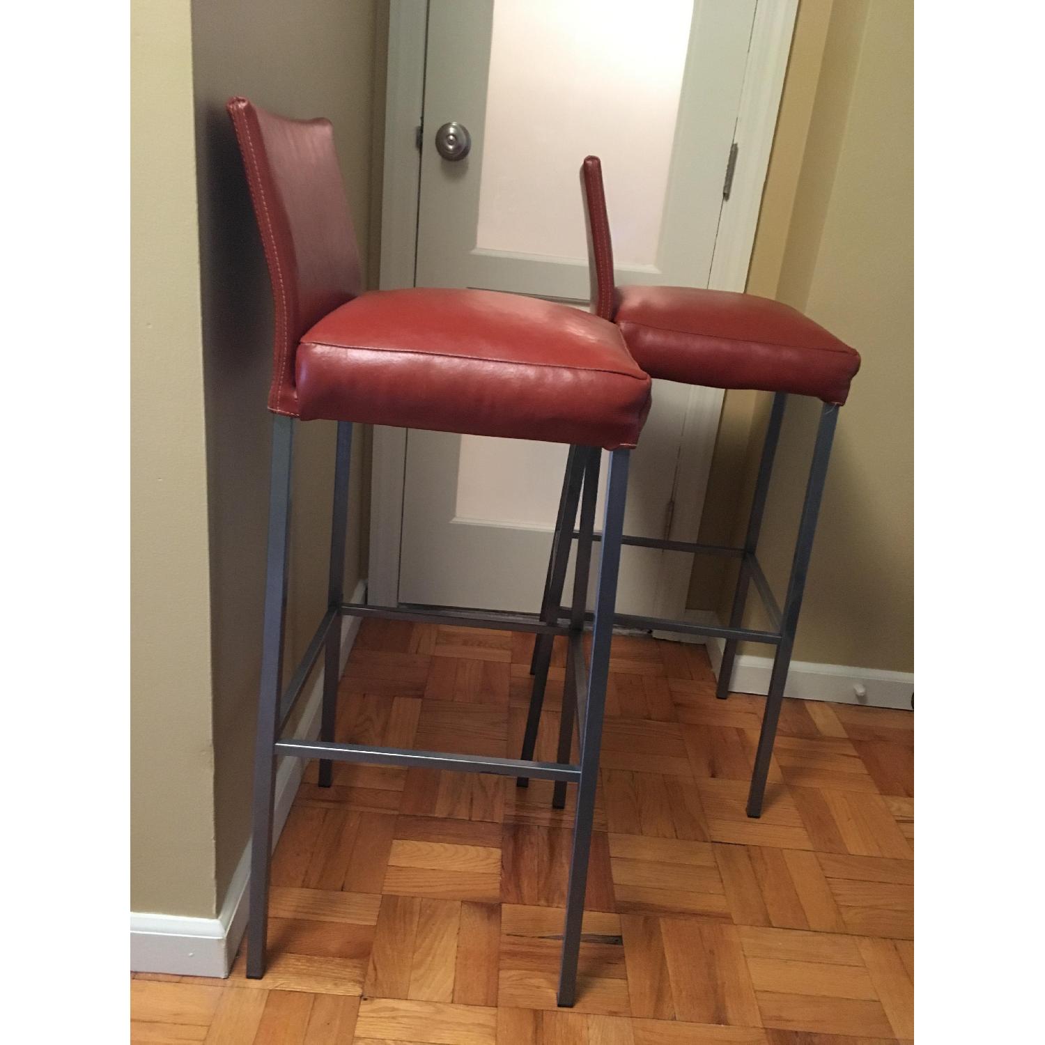 Design Within Reach Leather Bar Height Stools - image-2