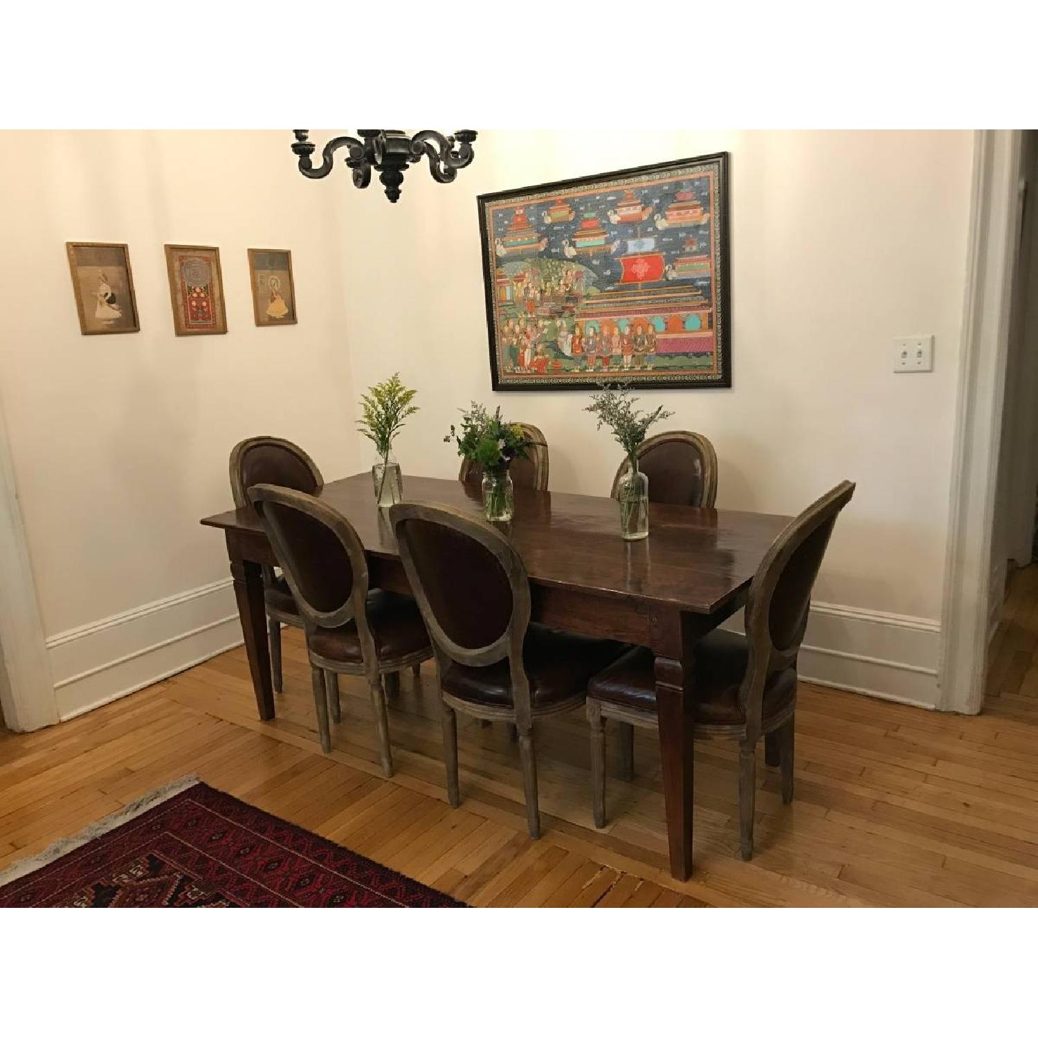 Restoration Hardware Dining Table w/ 6 Vintage Round Back Chairs - image-1