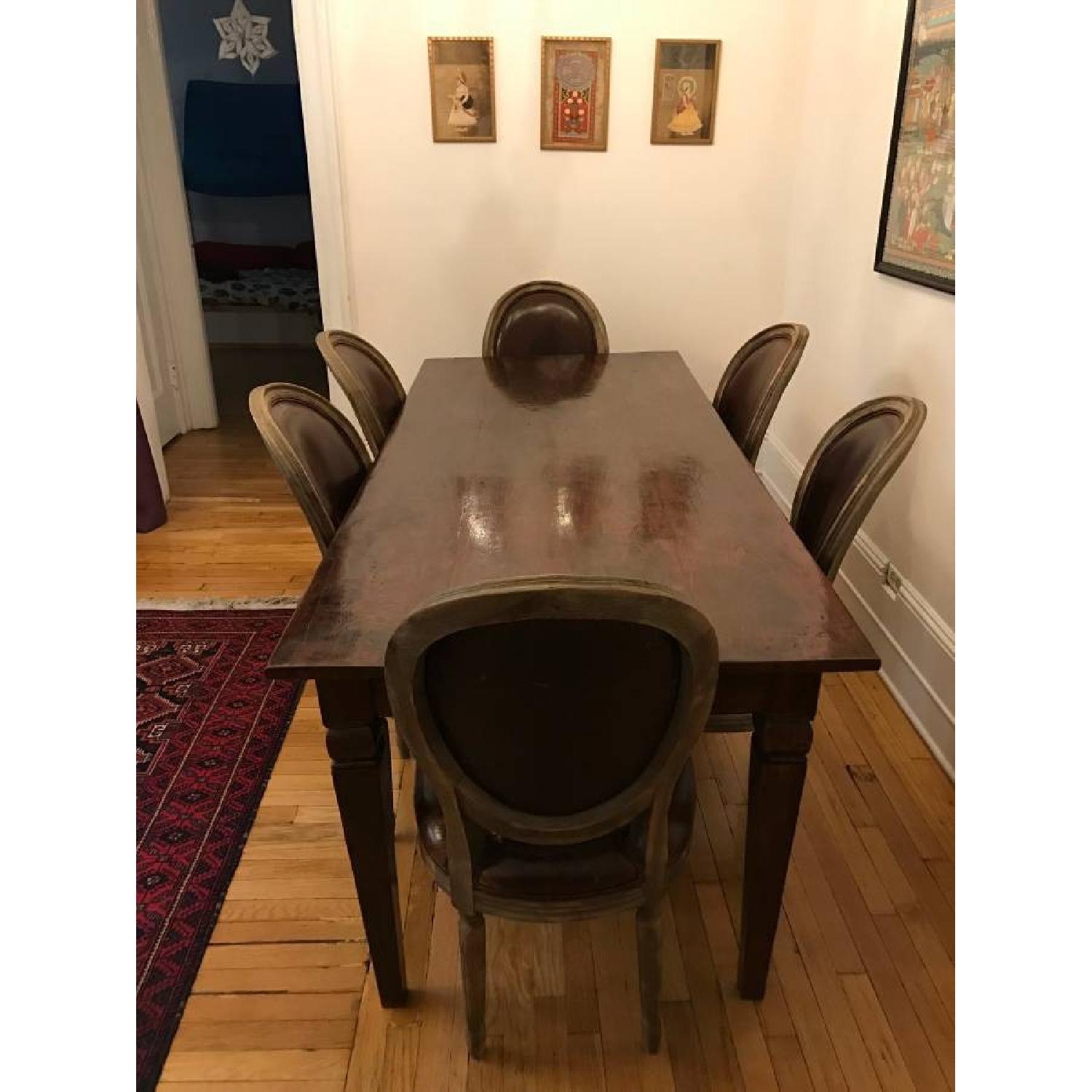 Restoration Hardware Dining Table w/ 6 Vintage Round Back Chairs - image-3