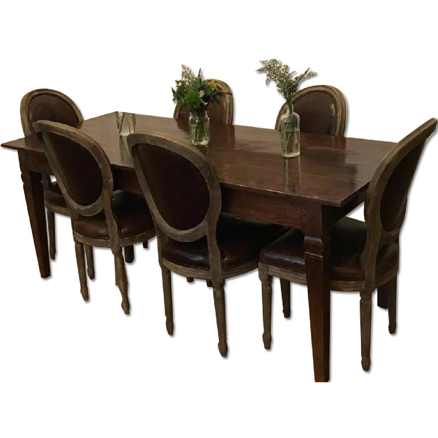 Restoration Hardware Dining Table w/ 6 Vintage Round Back Chairs - image-0