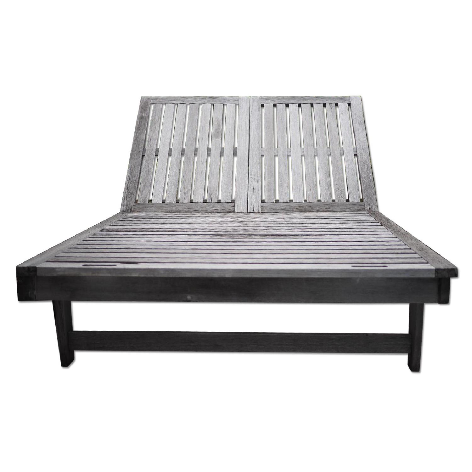 Outdoor Teak Double Chaise Lounge Chair AptDeco