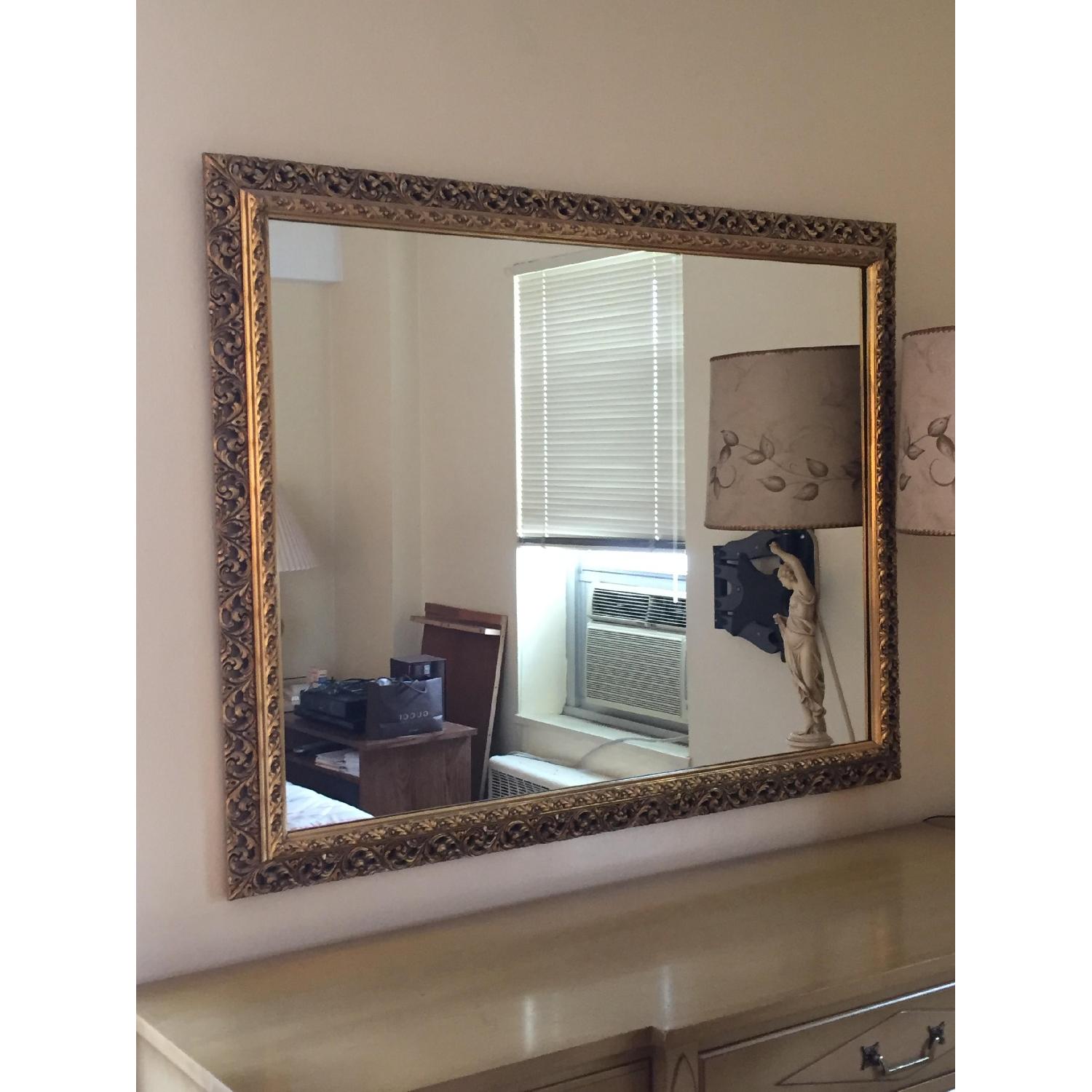 Vintage Gold Frame Rectangular Wall Mirror - image-1