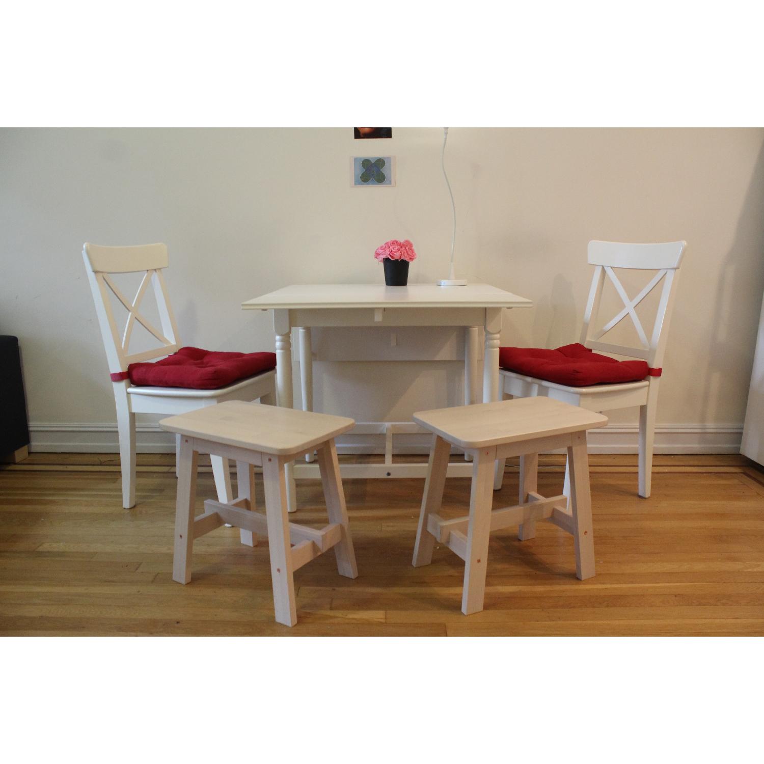 Ikea Norraker Stools in White Birch - AptDeco