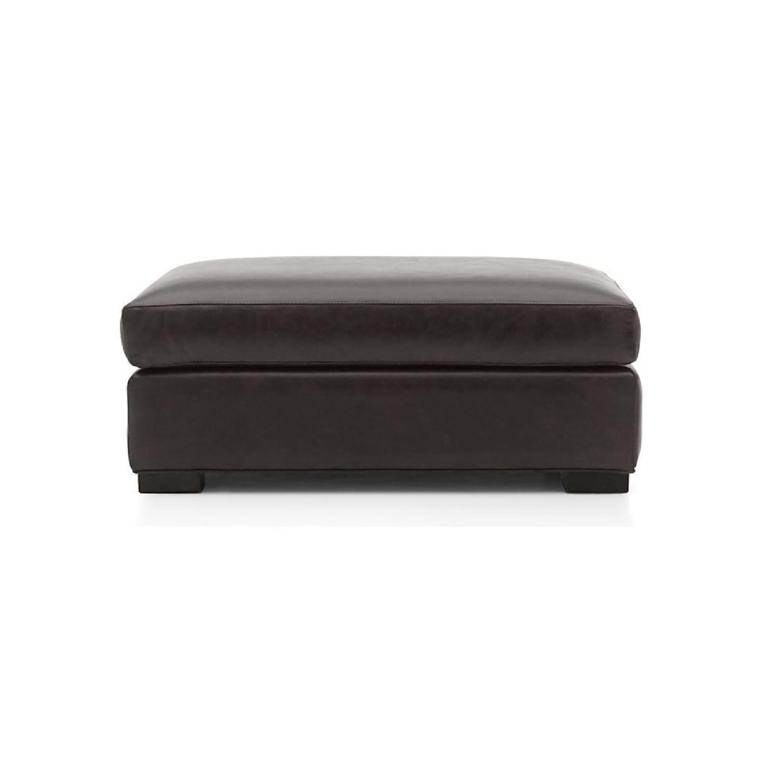 Crate & Barrel Axis II Leather Ottoman AptDeco