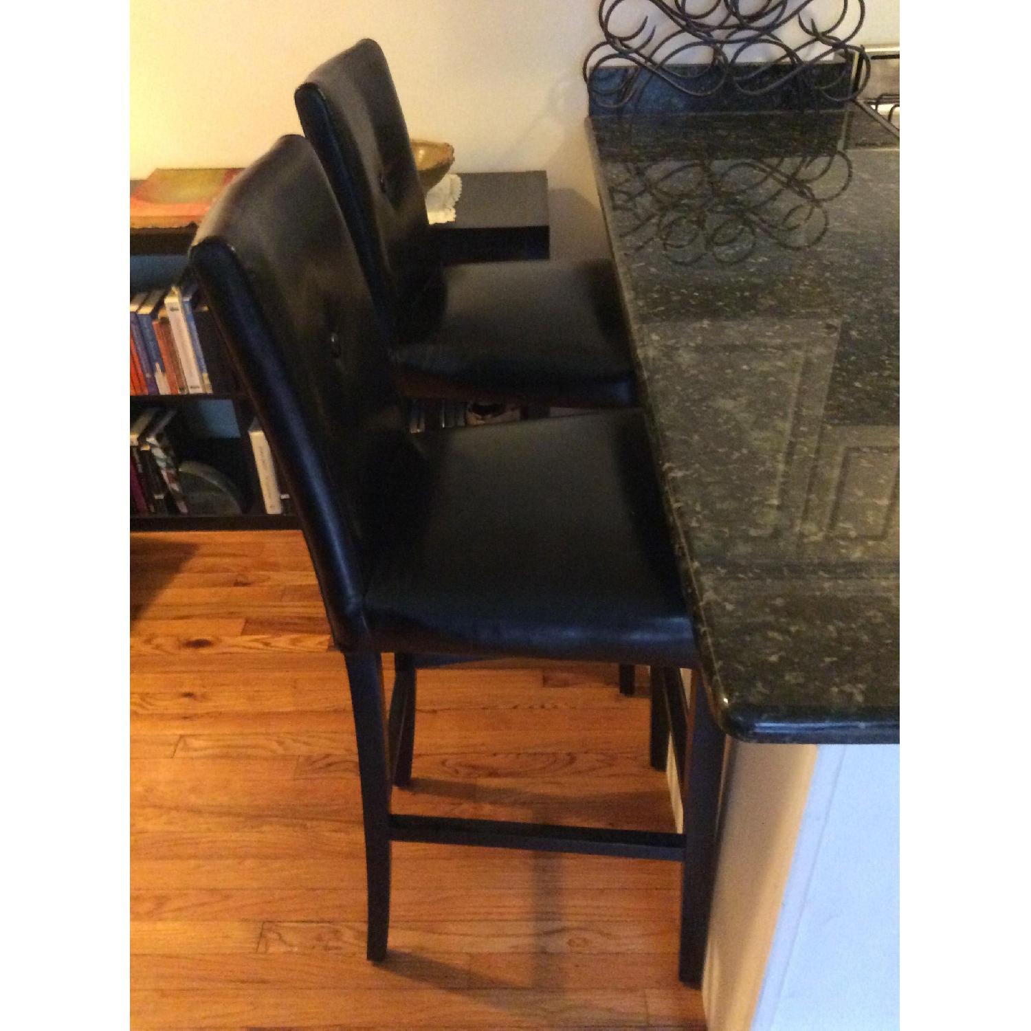 Pier 1 Black Leather Bar Stools - image-2