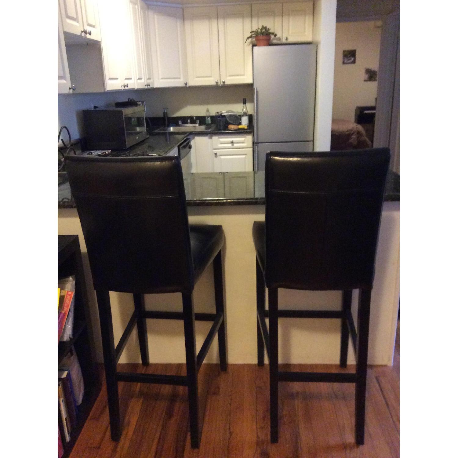 Pier 1 Black Leather Bar Stools - image-4