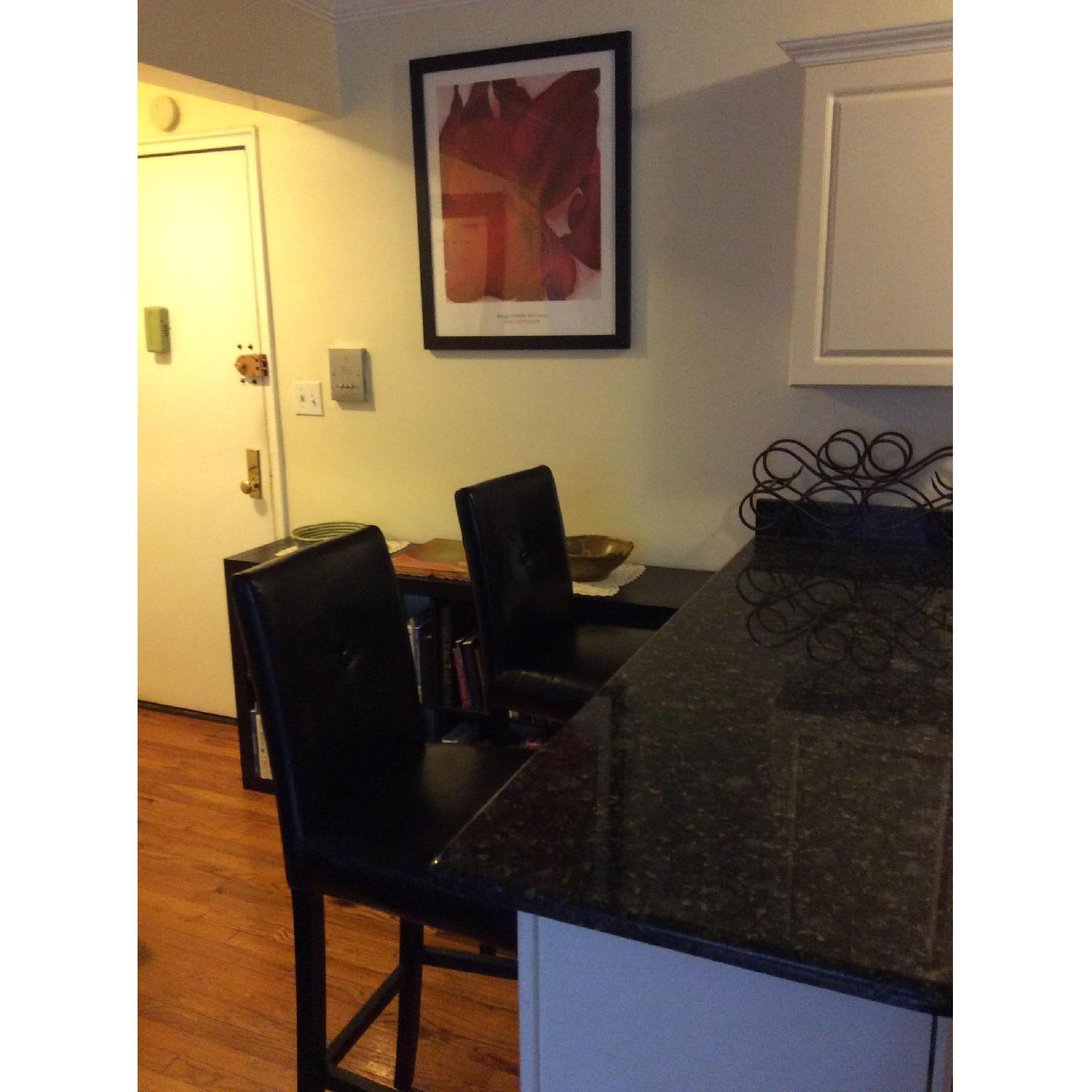 Pier 1 Black Leather Bar Stools - image-5