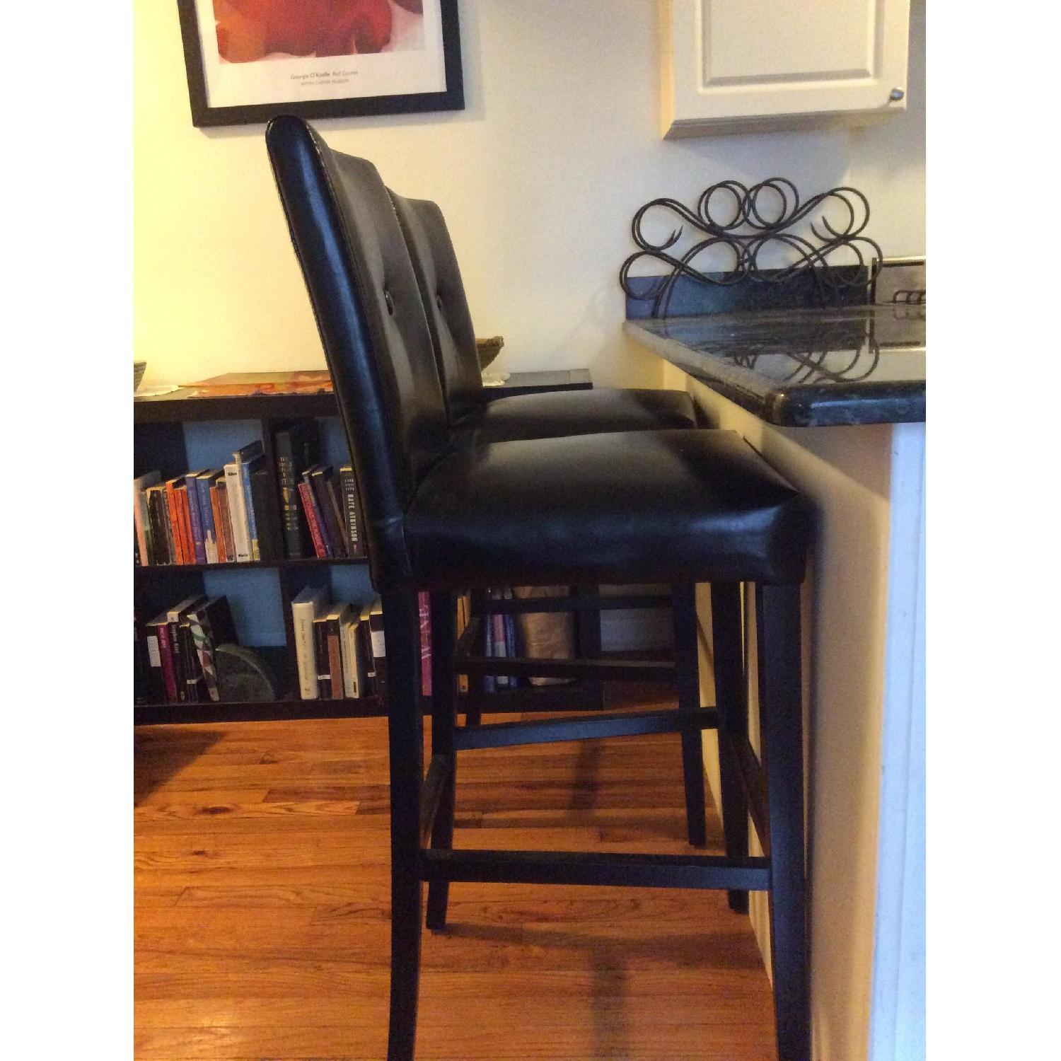 Pier 1 Black Leather Bar Stools - image-7